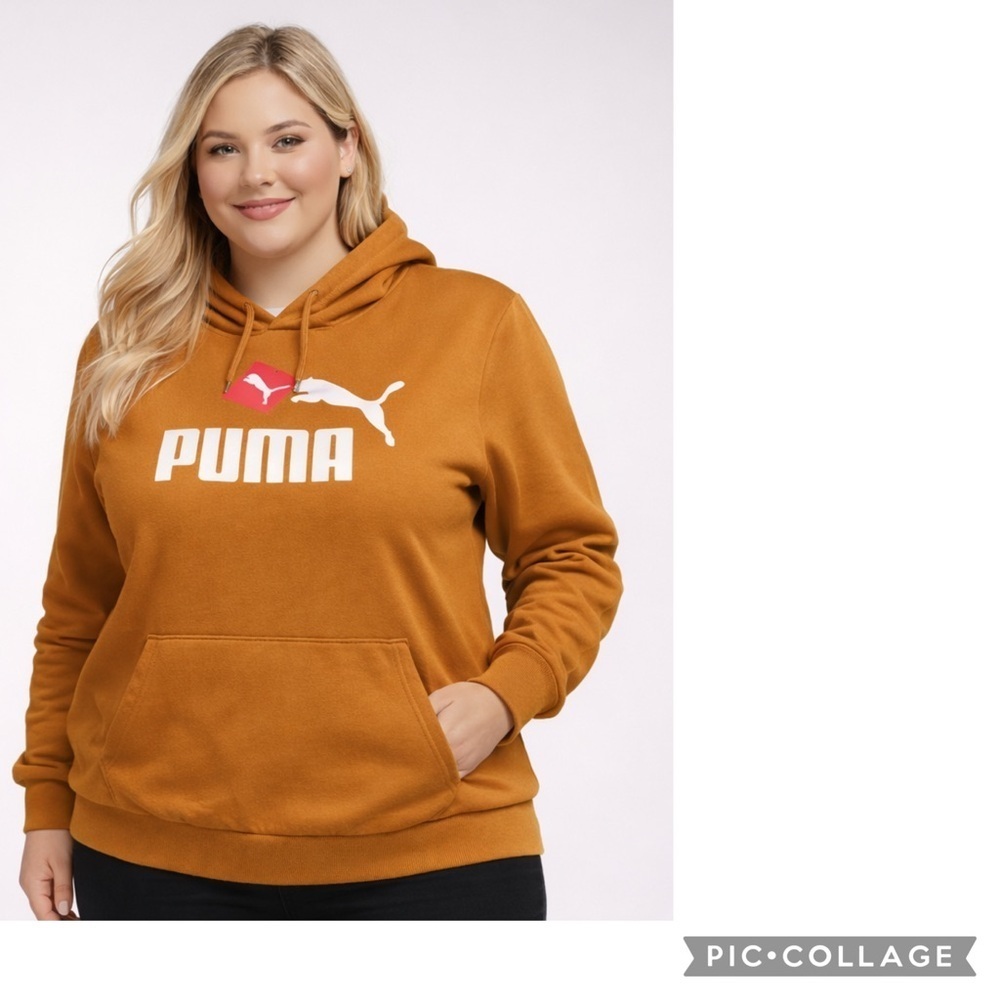 NWT Puma Essentials Logo Pullover Hoodie desert tan Casual Outerwear